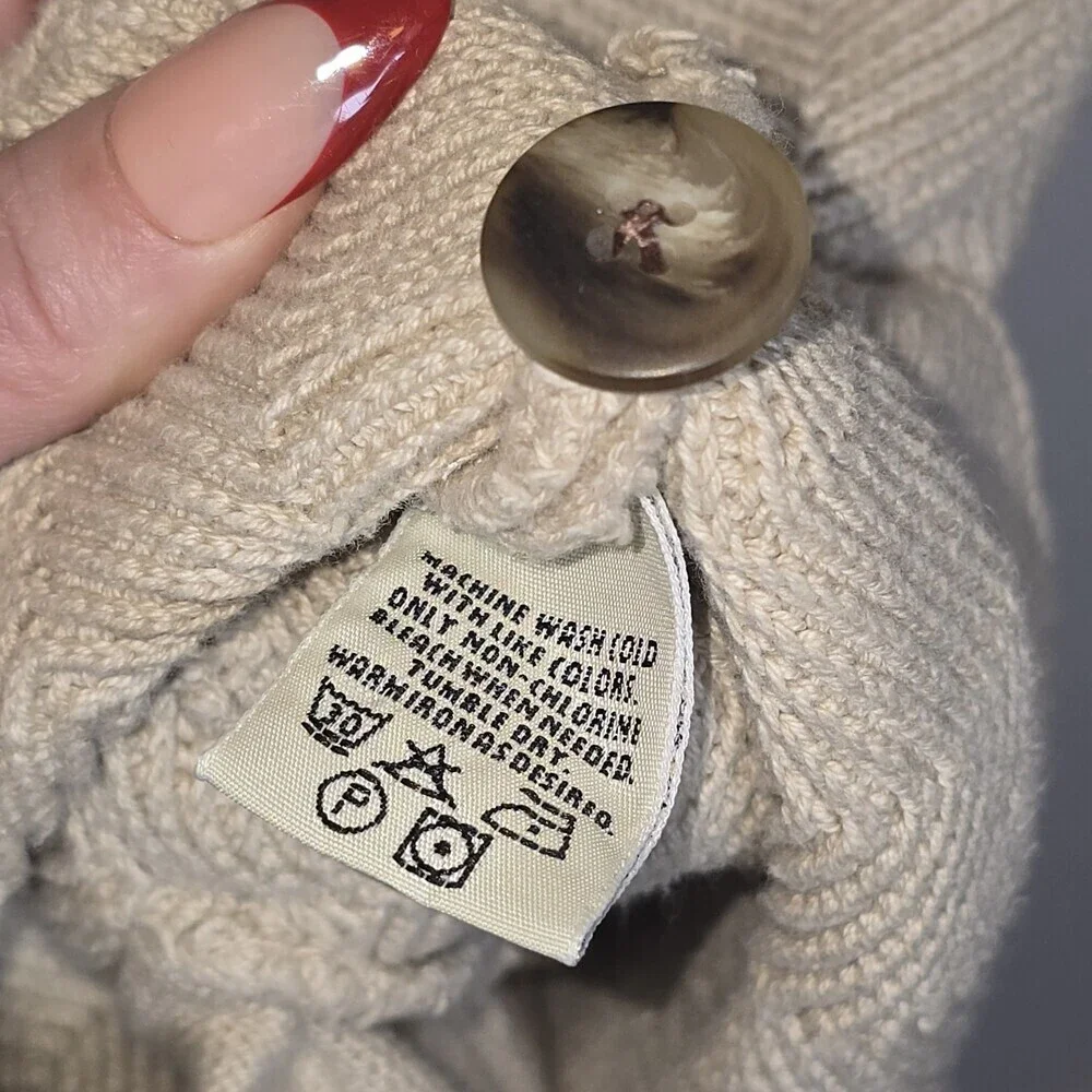 Vintage Eddie Bauer Sweater Vest Men’s Large Beige Cotton Button Front 90s